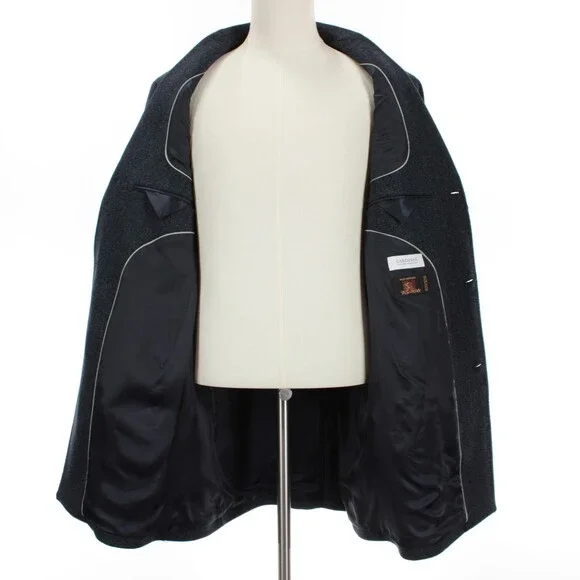 Cardinal of Canada NWT Top Coat Size 42R US Blue & Black Herringbone Wool/Cash